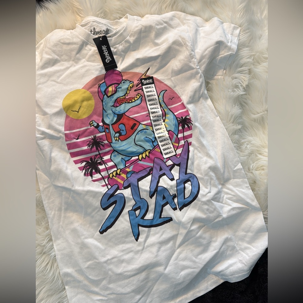 Spencer's White Stay Rad Dinosaur Tee